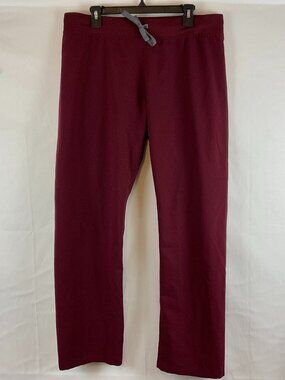 Figs Scrub Pants Straight Leg L Dark Garnet Elastic Tie Waist